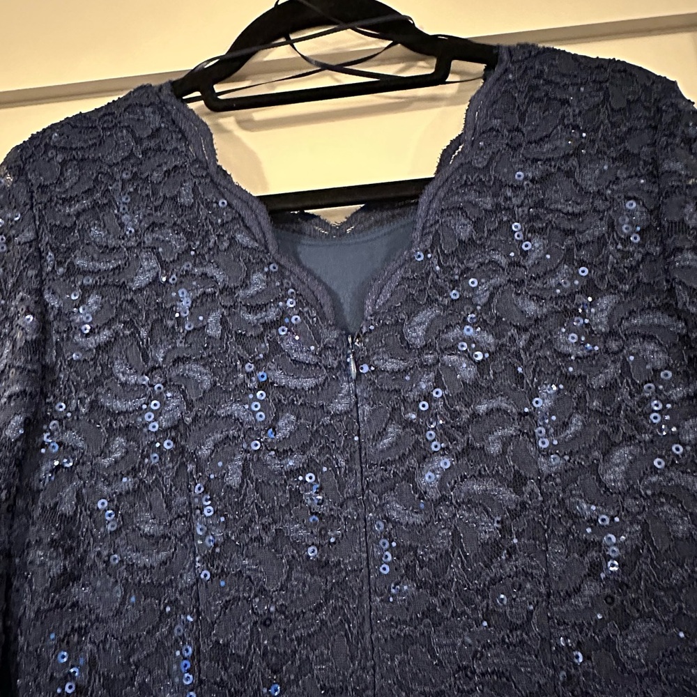Alex Evenings Navy Lace Top Dress - Picture 5 of 6